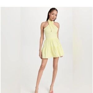 NWT STAUD Sunray Yellow Kai Halter Top & Mini Sea Skirt Set, Top Sz S Skirt Sz 4